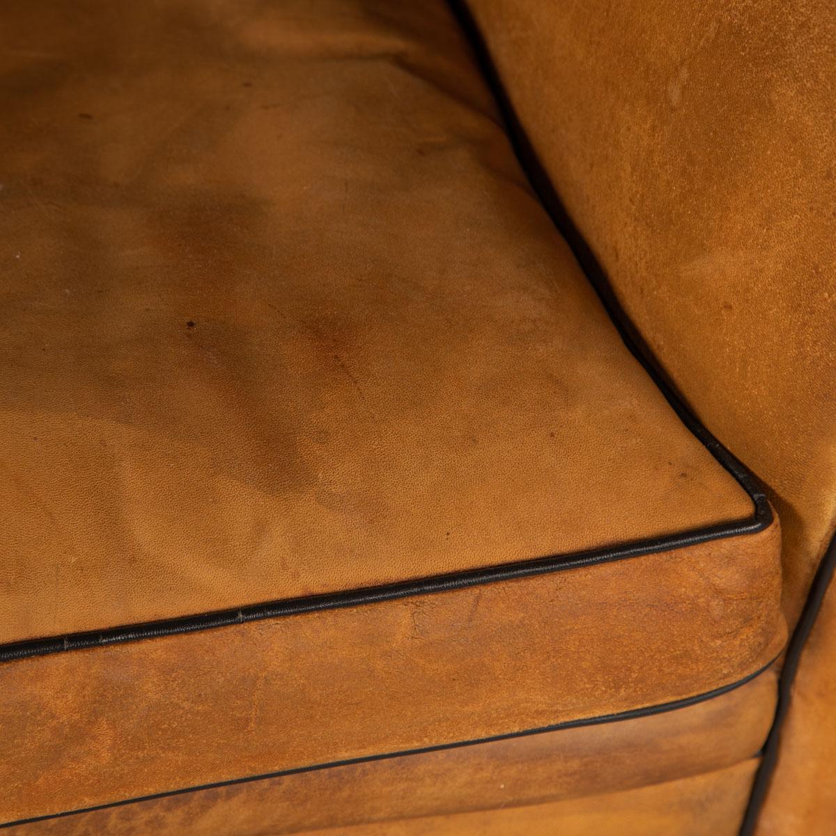 20th Century Dutch Sheepskin Leather Club Chairs 14
