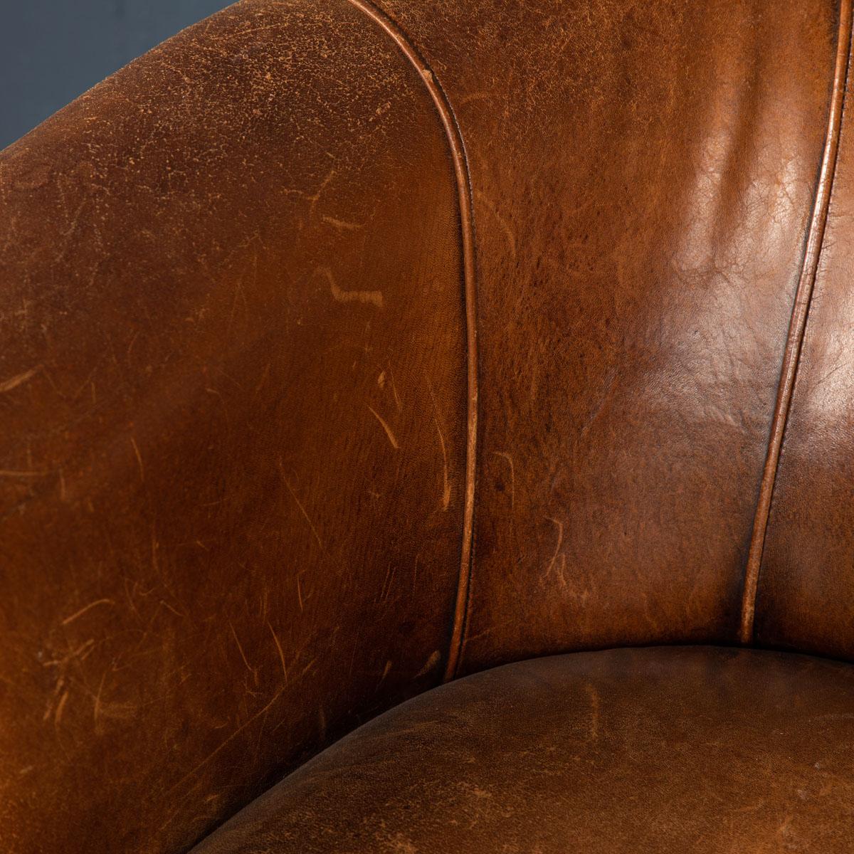 20th Century Dutch Sheepskin Leather Club Chairs 14