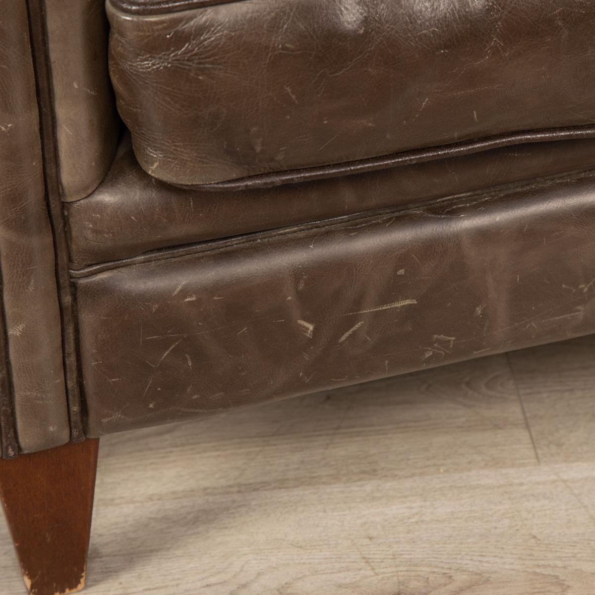 20th Century Dutch Sheepskin Leather Club Chairs For Sale 17