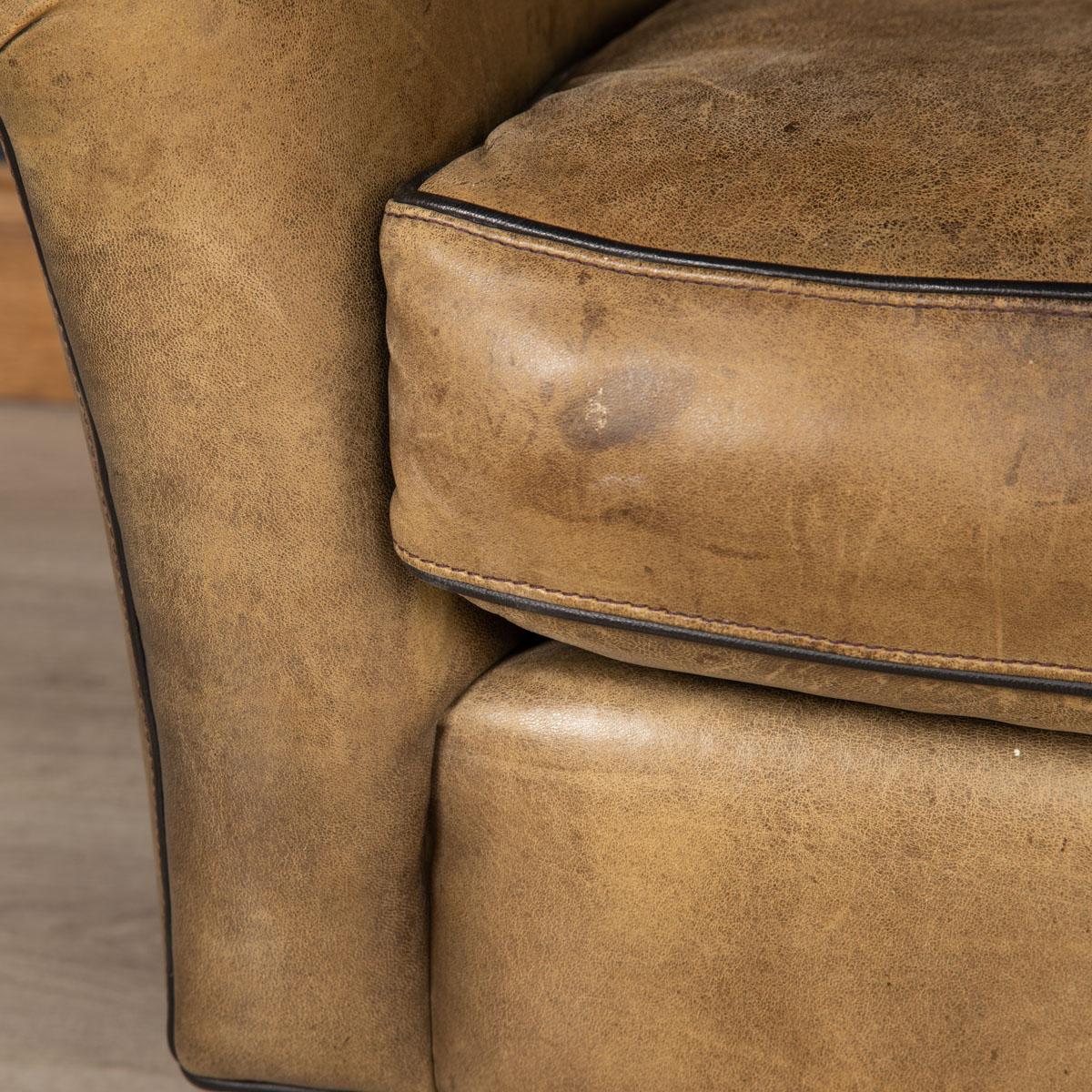20th Century Dutch Sheepskin Leather Club Chairs 4
