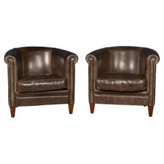 Vintage 20th Century Dutch Sheepskin Leather Club Chairs