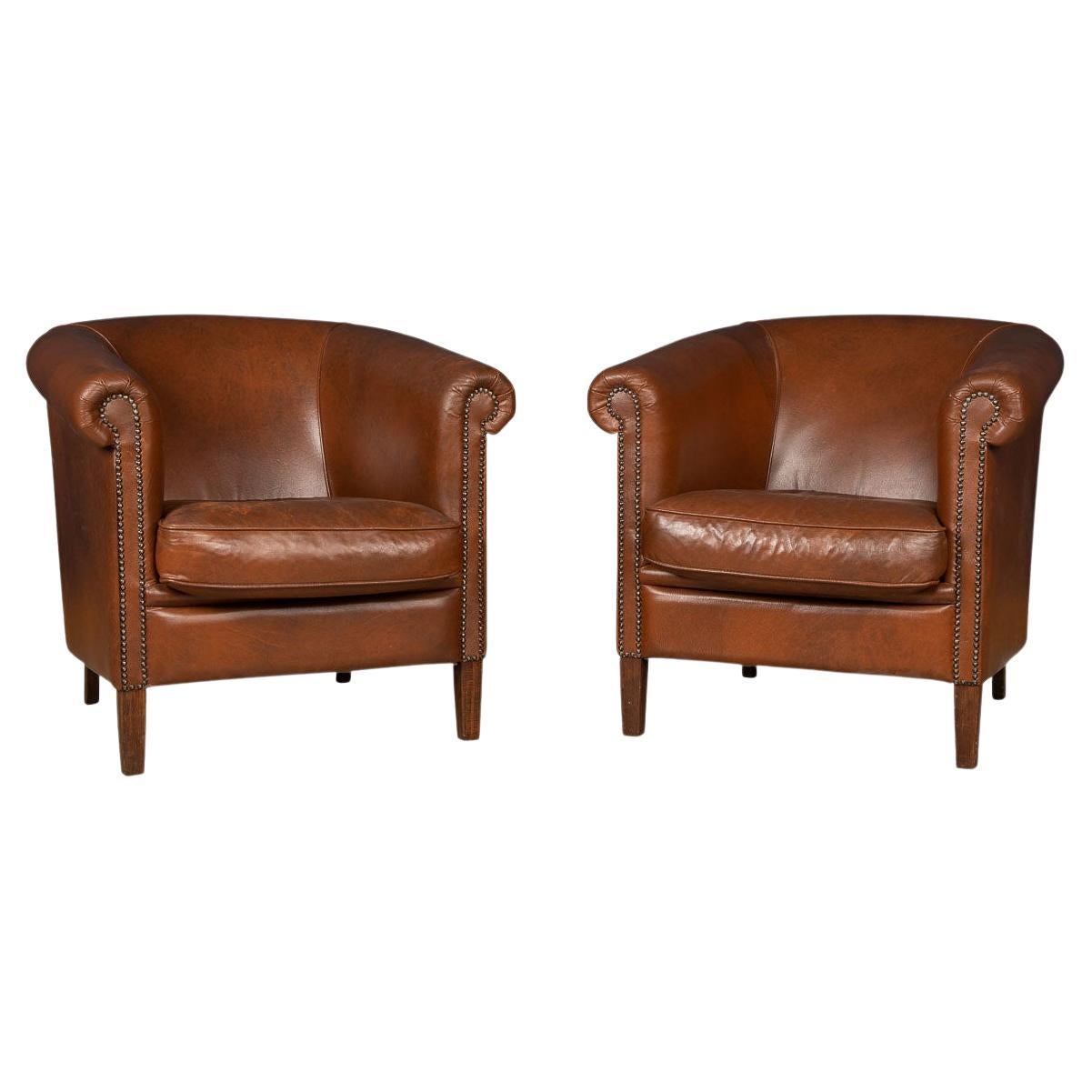 Petite Leather Club Chair For Sale at 1stDibs