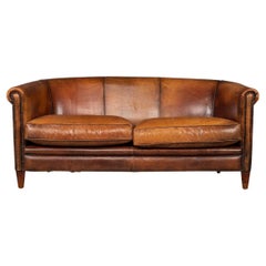 20th Century Dutch Sheepskin Leather Sofa