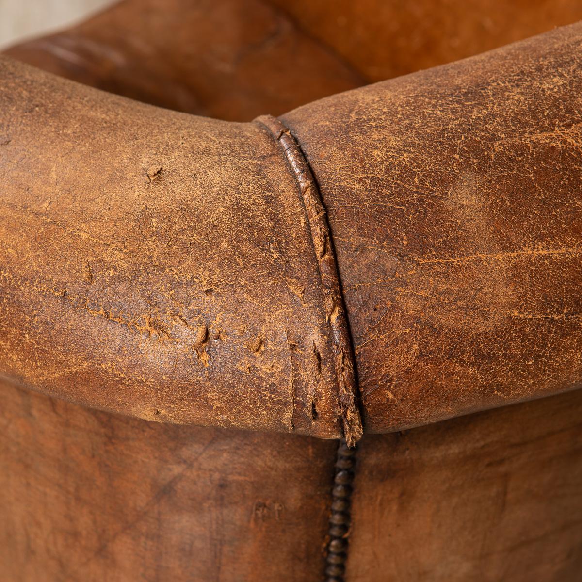 20th Century Dutch Sheepskin Leather Tub Chair 9