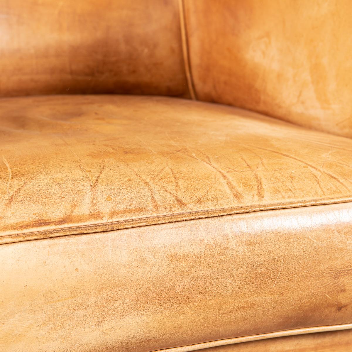20th Century Dutch Sheepskin Leather Tub Chair 10