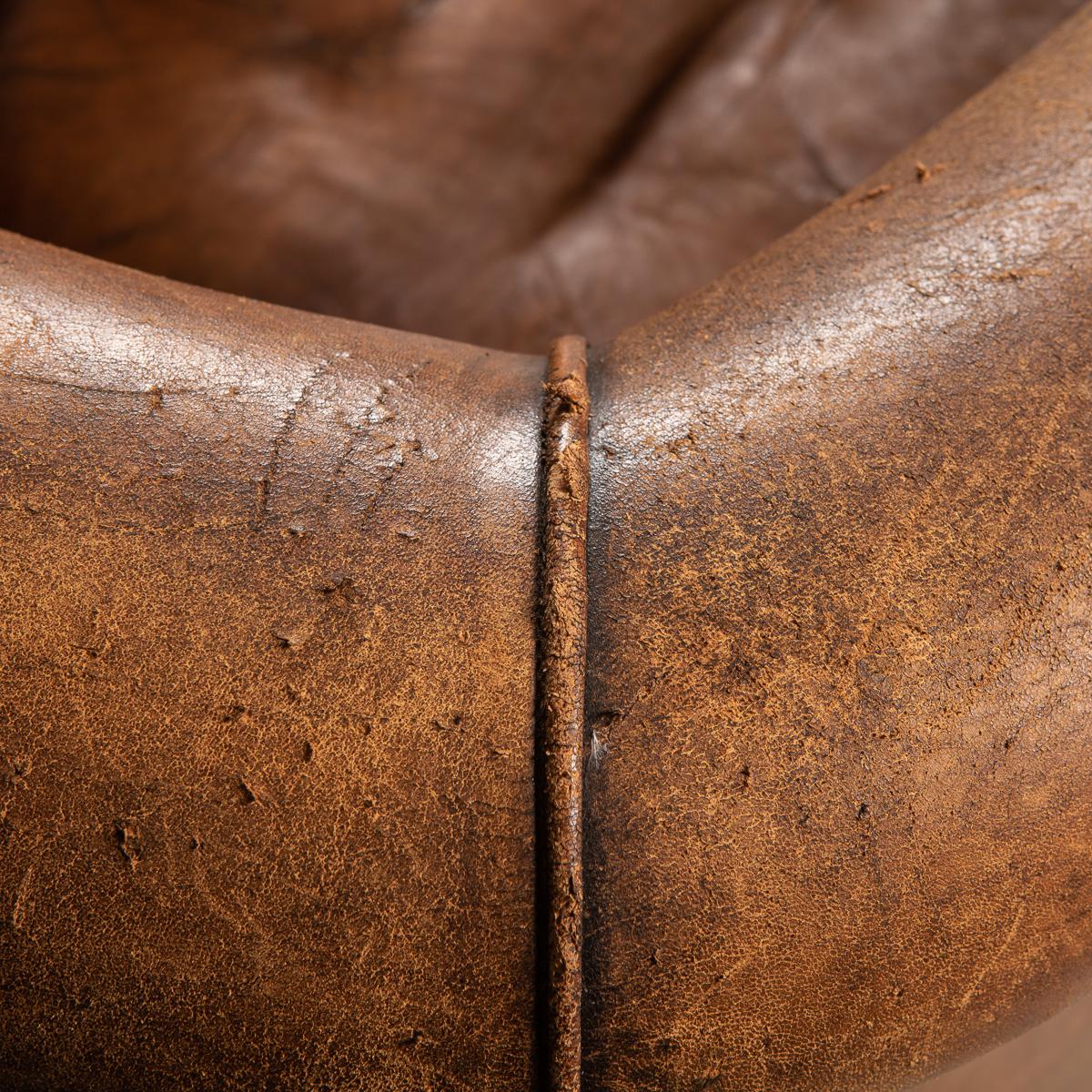 20th Century Dutch Sheepskin Leather Tub Chair 16