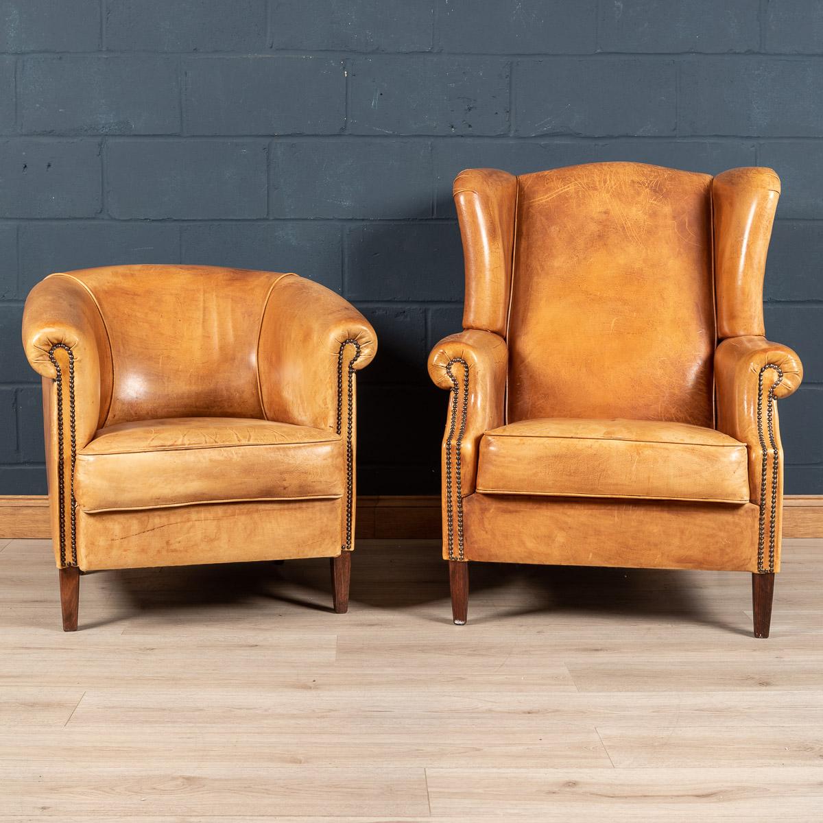 Showing superb patina and colour, this wonderful tub chair was hand upholstered sheepskin leather in Holland by the finest craftsmen. Fantastic look for any interior, both modern and traditional.

    

   

Condition:

In good condition,