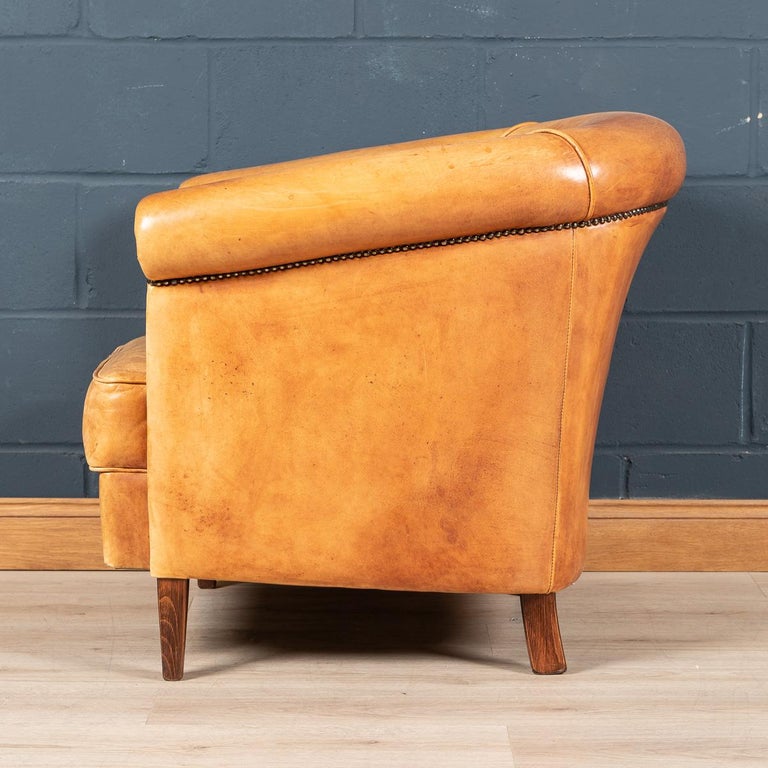 20th Century Dutch Sheepskin Leather Tub Chair at 1stDibs leather