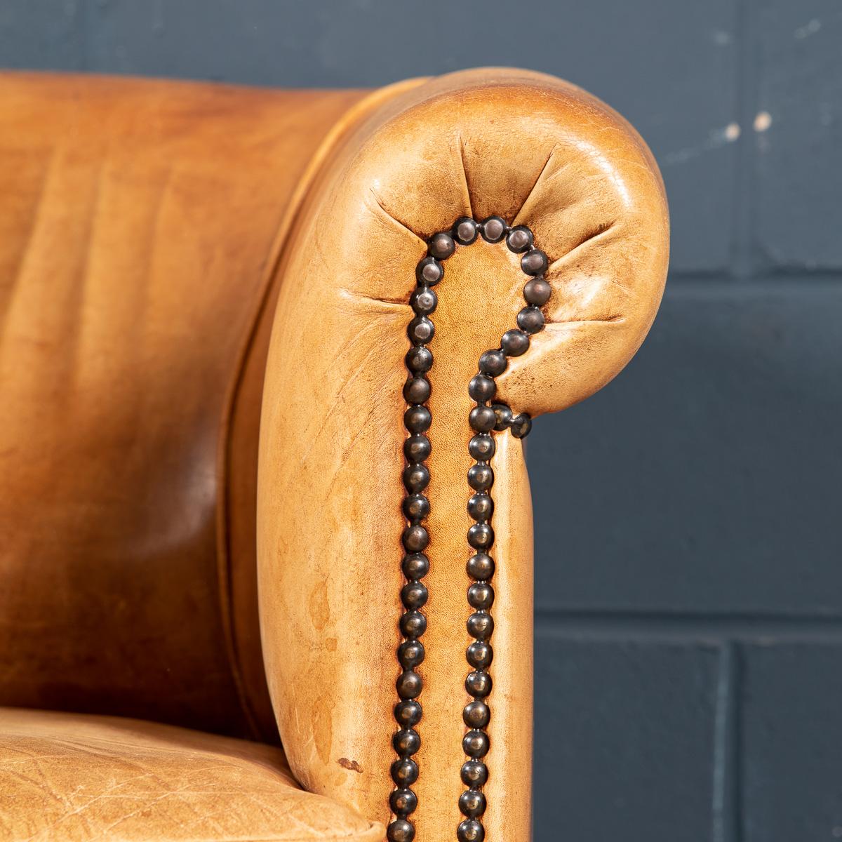 20th Century Dutch Sheepskin Leather Tub Chair 3