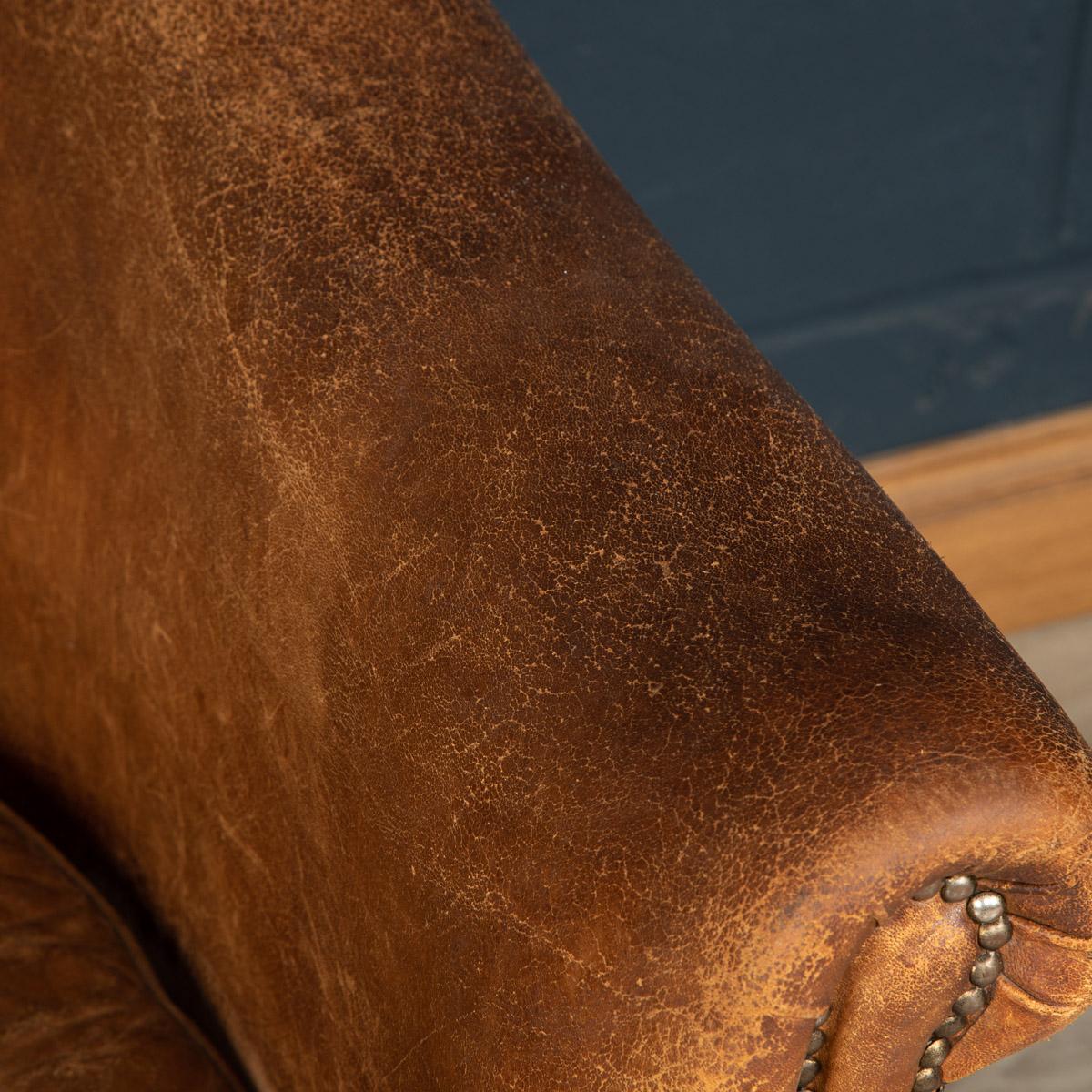 20th Century Dutch Sheepskin Leather Tub Chair 6