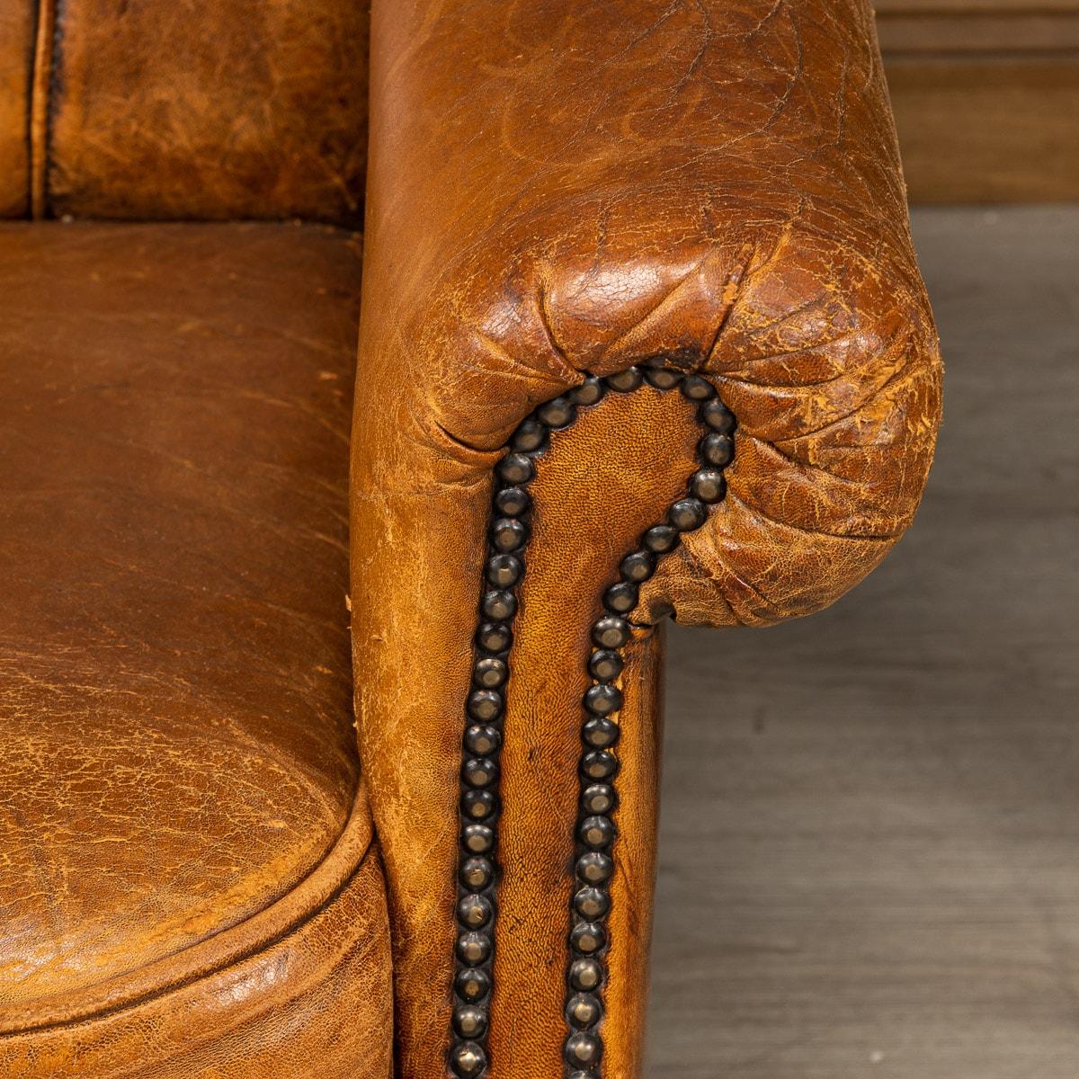 20th Century Dutch Sheepskin Leather Tub Chairs For Sale 8