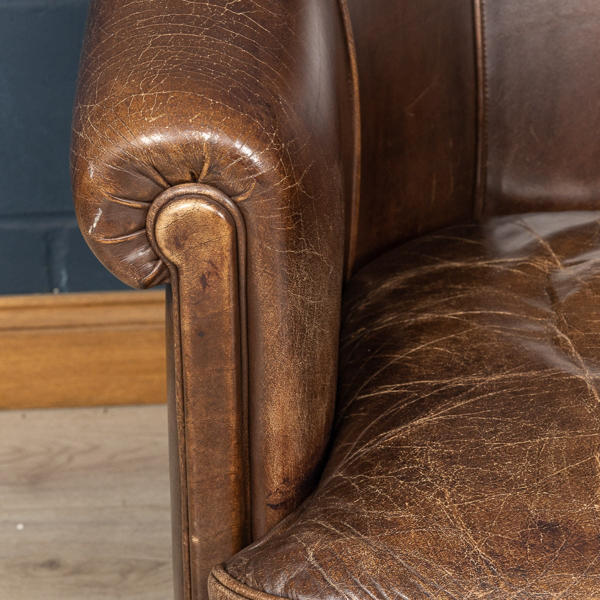 20th Century Dutch Sheepskin Leather Tub Chairs For Sale 6