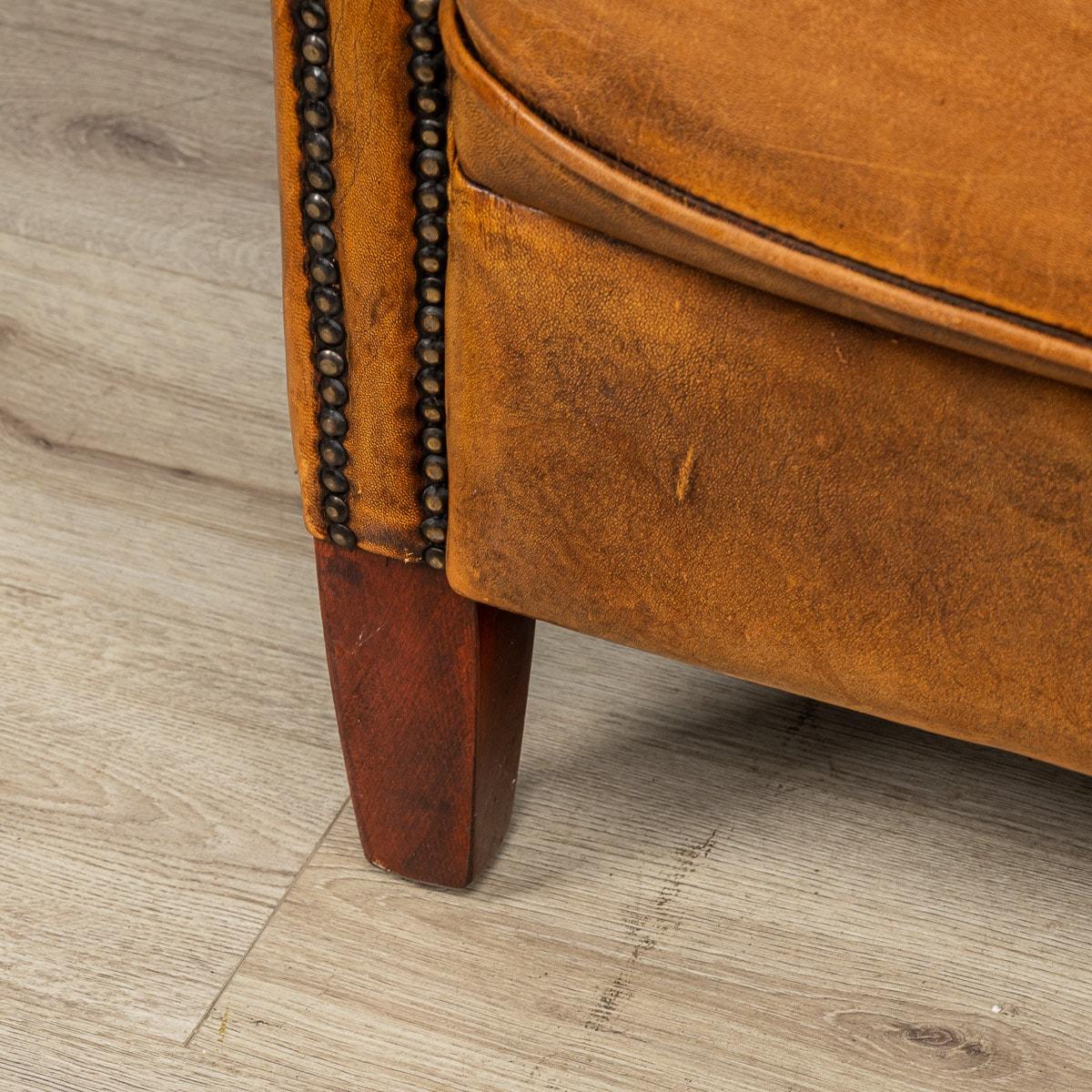 20th Century Dutch Sheepskin Leather Tub Chairs 10