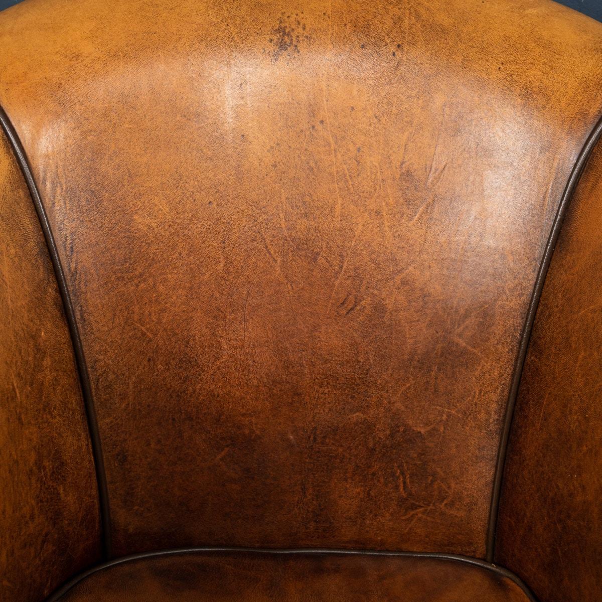 20th Century Dutch Sheepskin Leather Tub Chairs 10