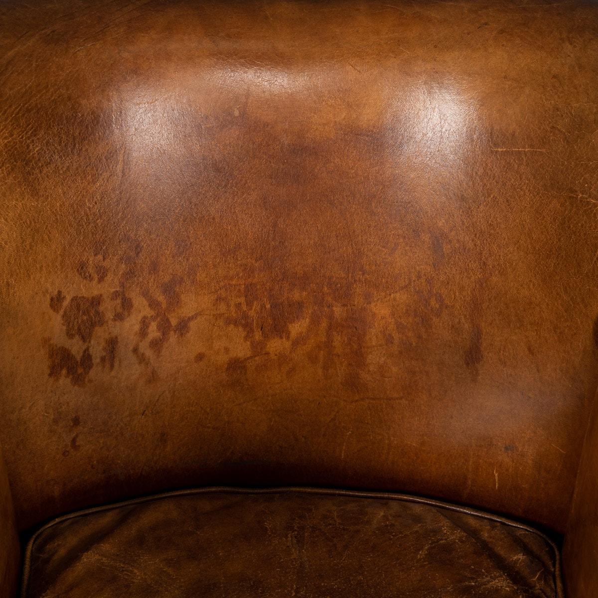 20th Century Dutch Sheepskin Leather Tub Chairs 10
