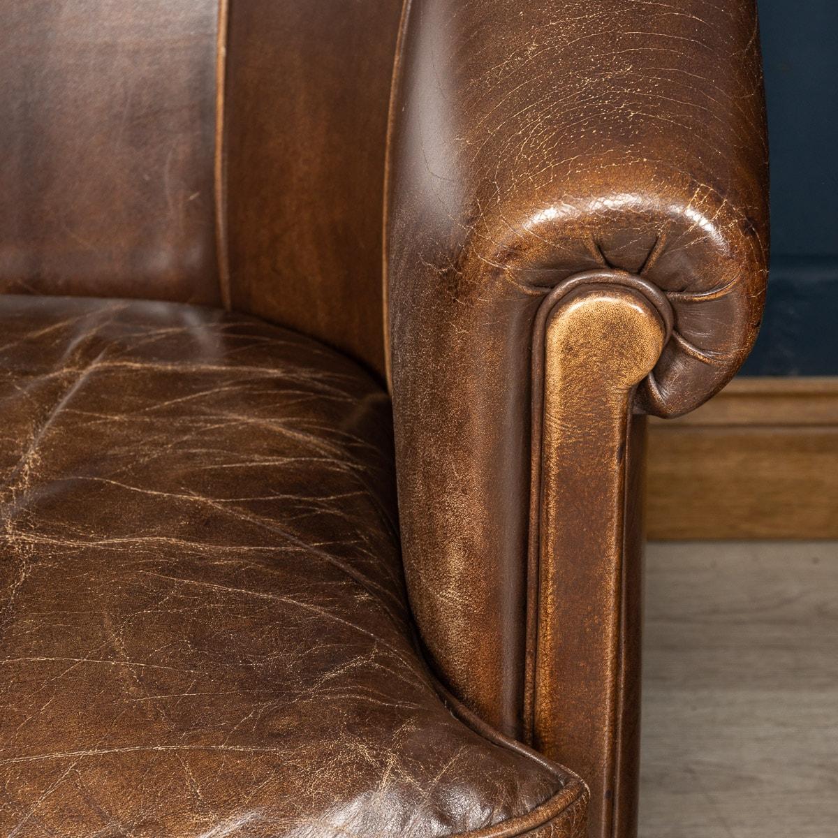 20th Century Dutch Sheepskin Leather Tub Chairs For Sale 7