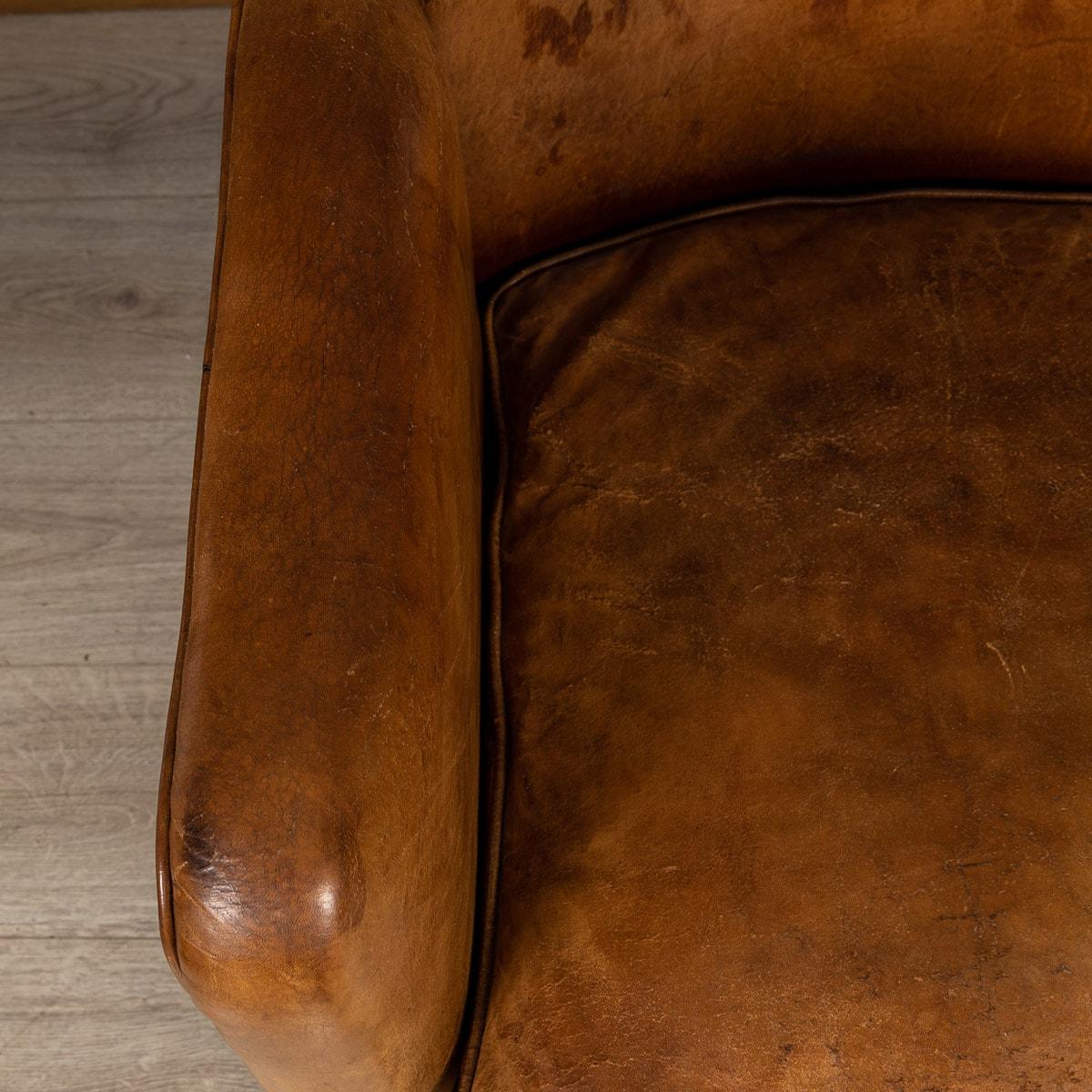 20th Century Dutch Sheepskin Leather Tub Chairs 11