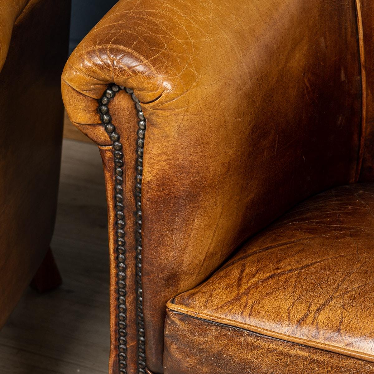 20th Century Dutch Sheepskin Leather Tub Chairs For Sale 10
