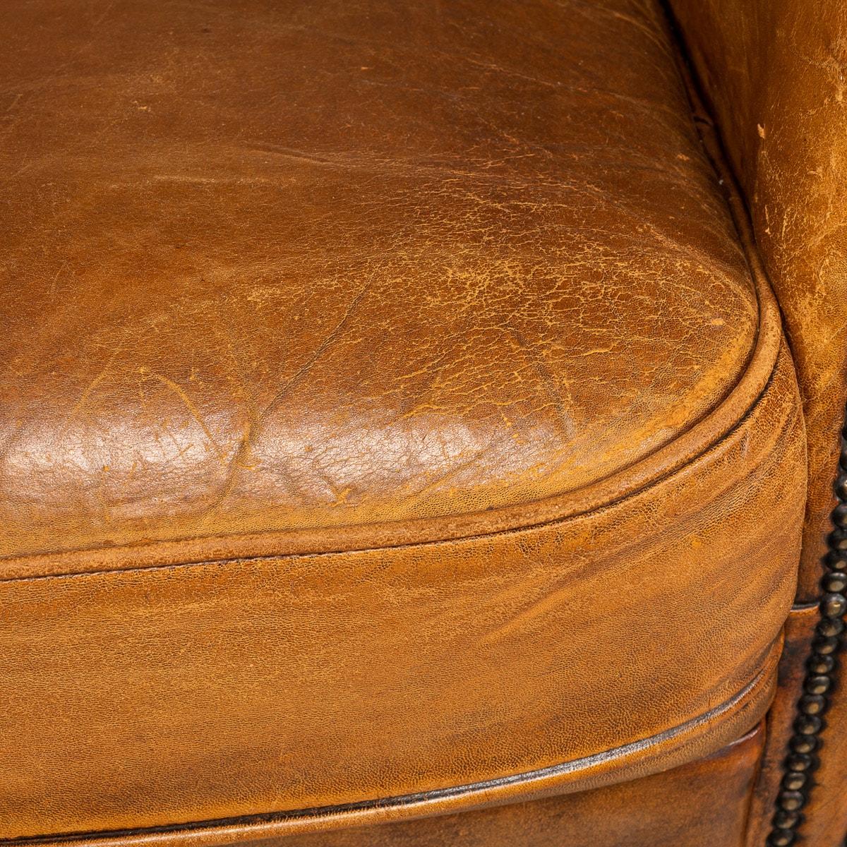 20th Century Dutch Sheepskin Leather Tub Chairs For Sale 12