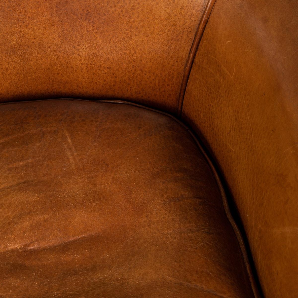 20th Century Dutch Sheepskin Leather Tub Chairs 12