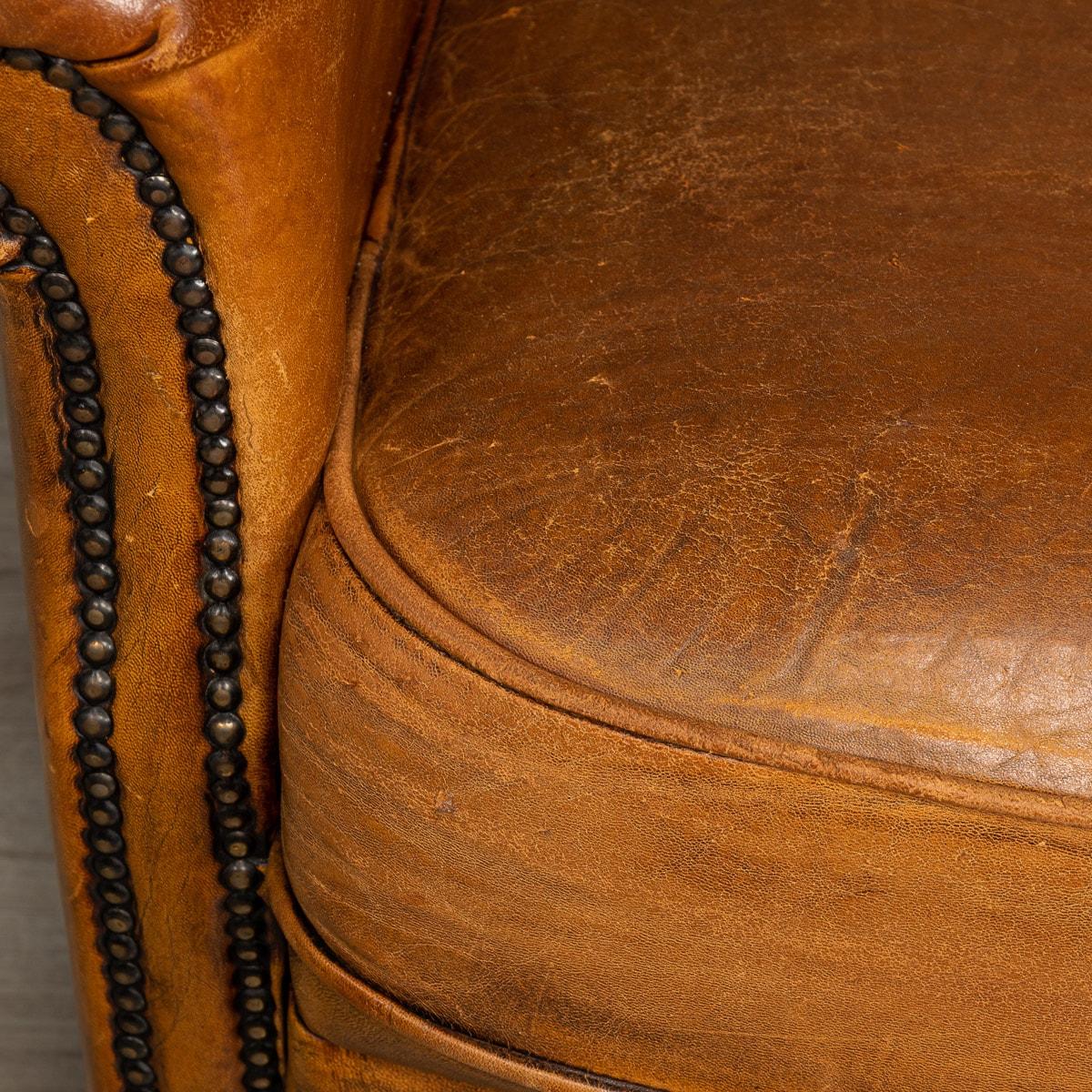 20th Century Dutch Sheepskin Leather Tub Chairs For Sale 13