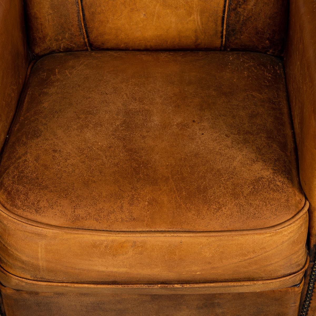 20th Century Dutch Sheepskin Leather Tub Chairs 14
