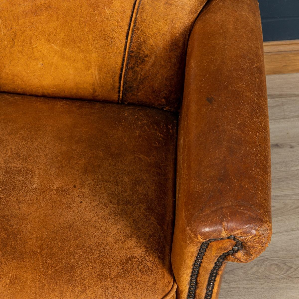 20th Century Dutch Sheepskin Leather Tub Chairs For Sale 15