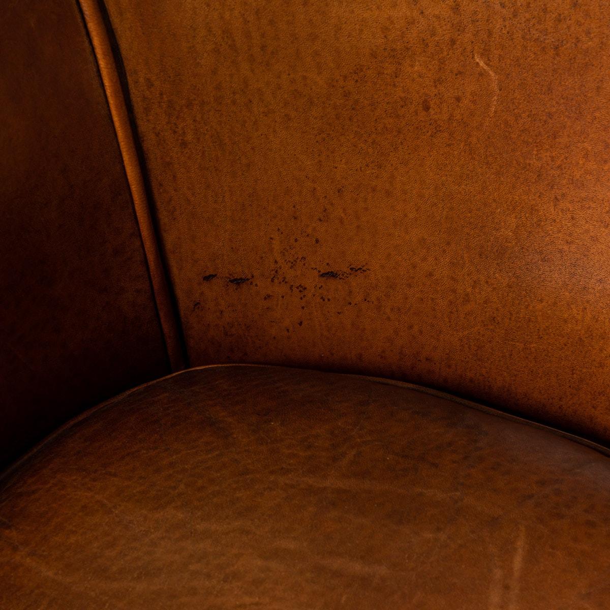 20th Century Dutch Sheepskin Leather Tub Chairs 15