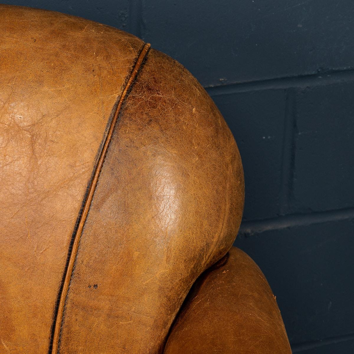 20th Century Dutch Sheepskin Leather Tub Chairs For Sale 16