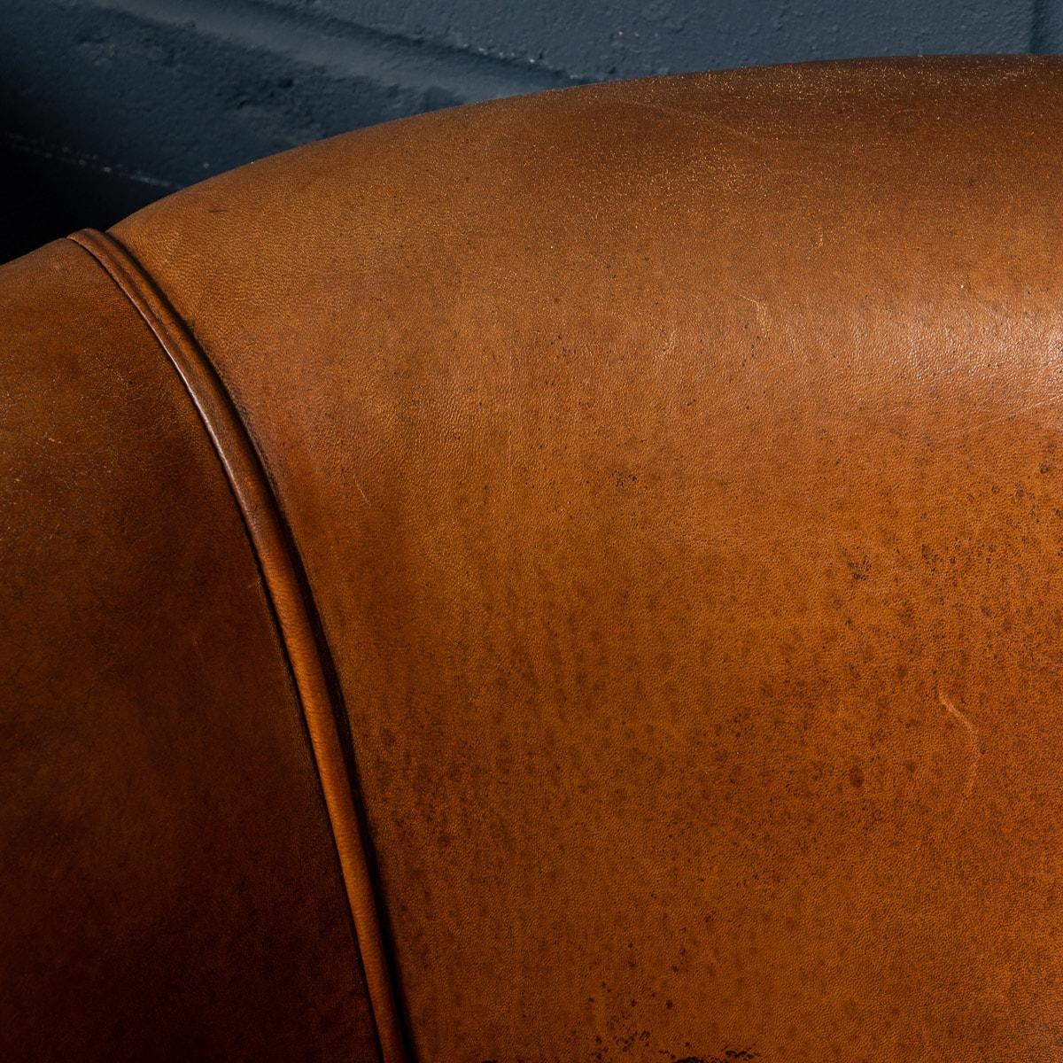 20th Century Dutch Sheepskin Leather Tub Chairs 16
