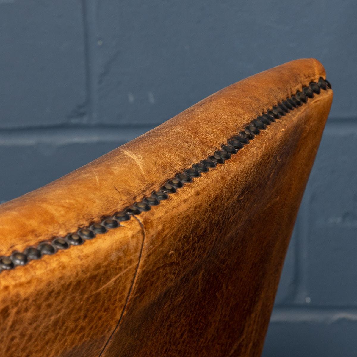 20th Century Dutch Sheepskin Leather Tub Chairs 16