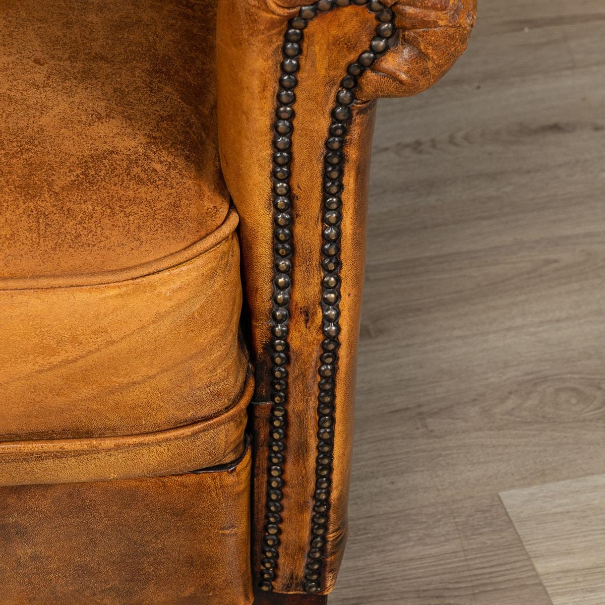 20th Century Dutch Sheepskin Leather Tub Chairs For Sale 17