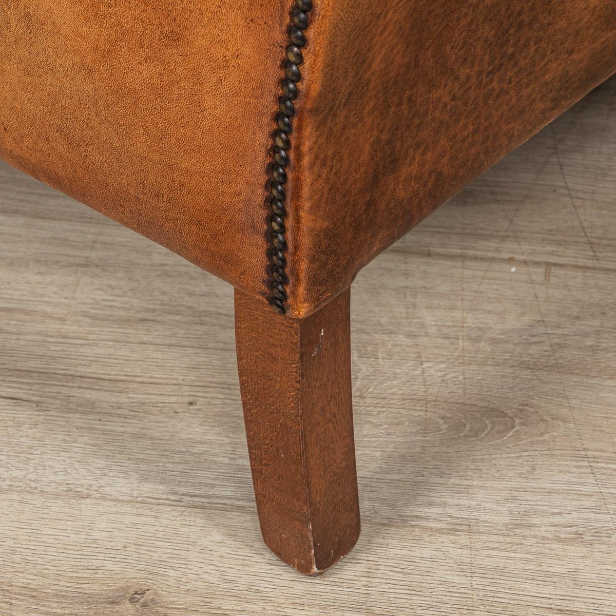 20th Century Dutch Sheepskin Leather Tub Chairs 17