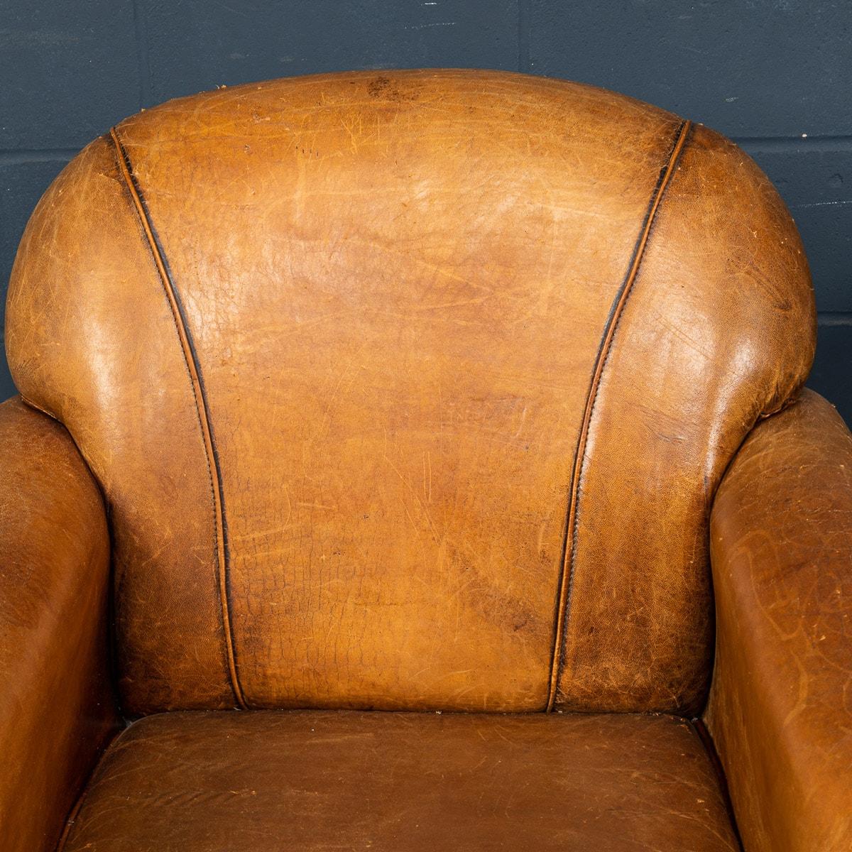 20th Century Dutch Sheepskin Leather Tub Chairs For Sale 4