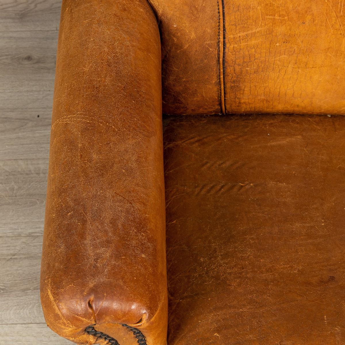 20th Century Dutch Sheepskin Leather Tub Chairs For Sale 6