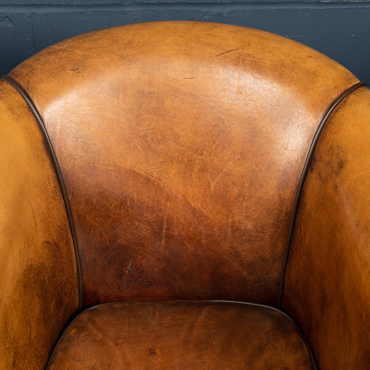 20th Century Dutch Sheepskin Leather Tub Chairs 6