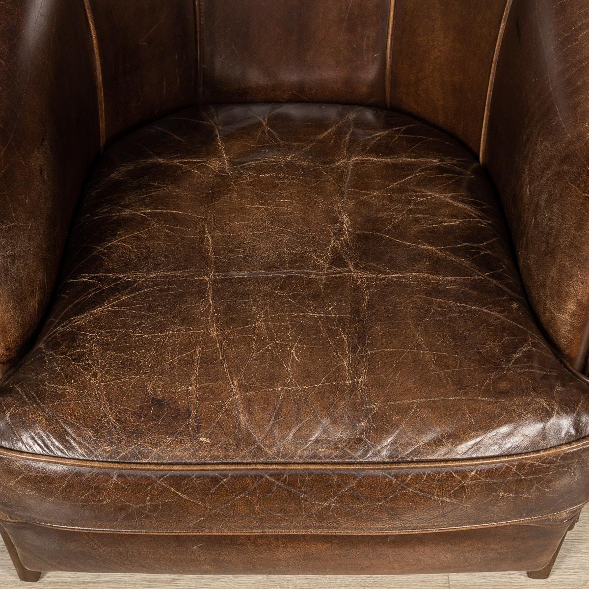 20th Century Dutch Sheepskin Leather Tub Chairs 3