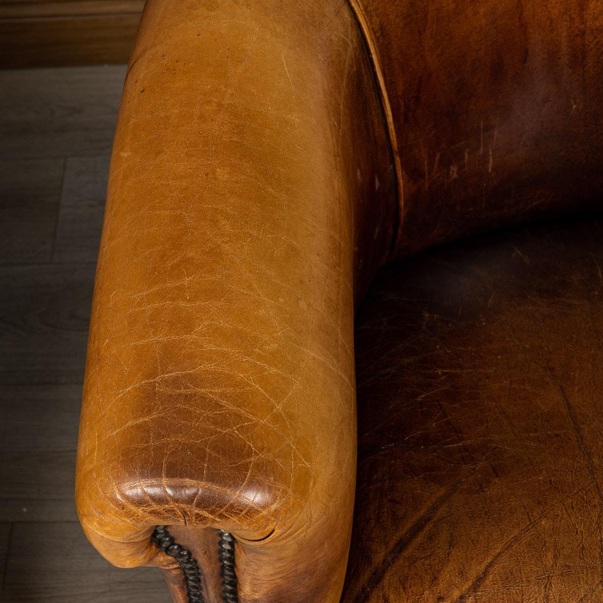 20th Century Dutch Sheepskin Leather Tub Chairs For Sale 5