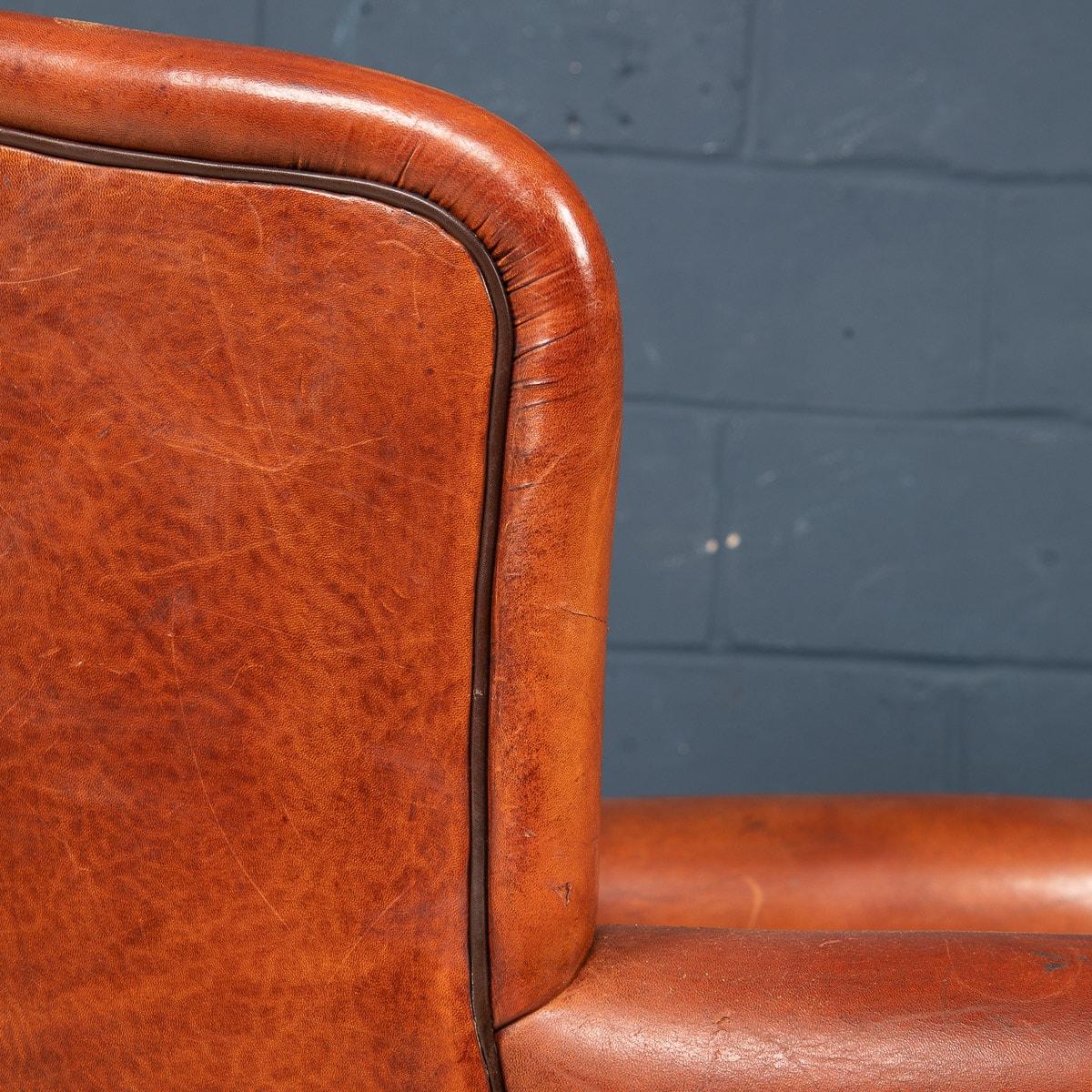 20th Century Dutch Sheepskin Leather Wingback Chairs 10