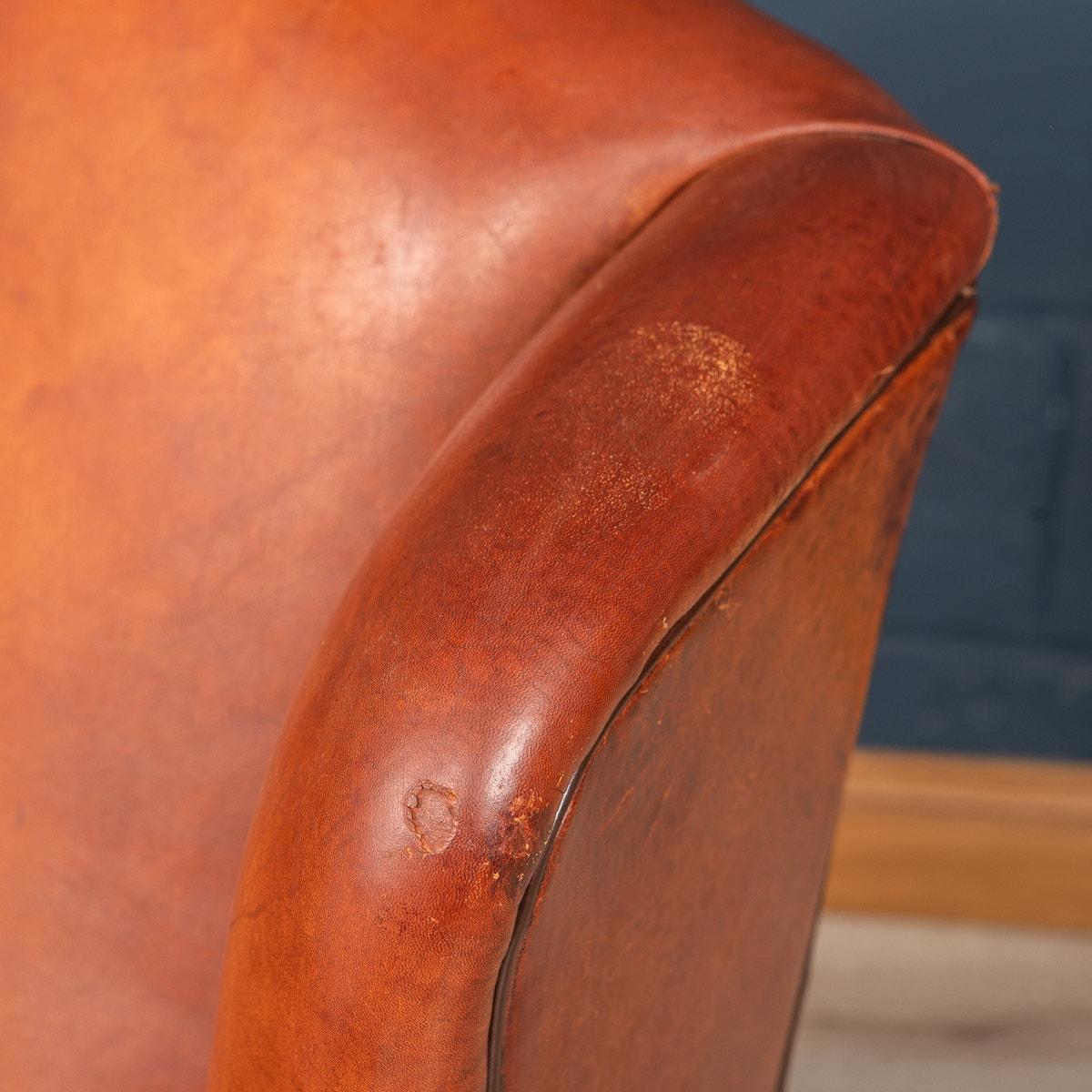 20th Century Dutch Sheepskin Leather Wingback Chairs 13