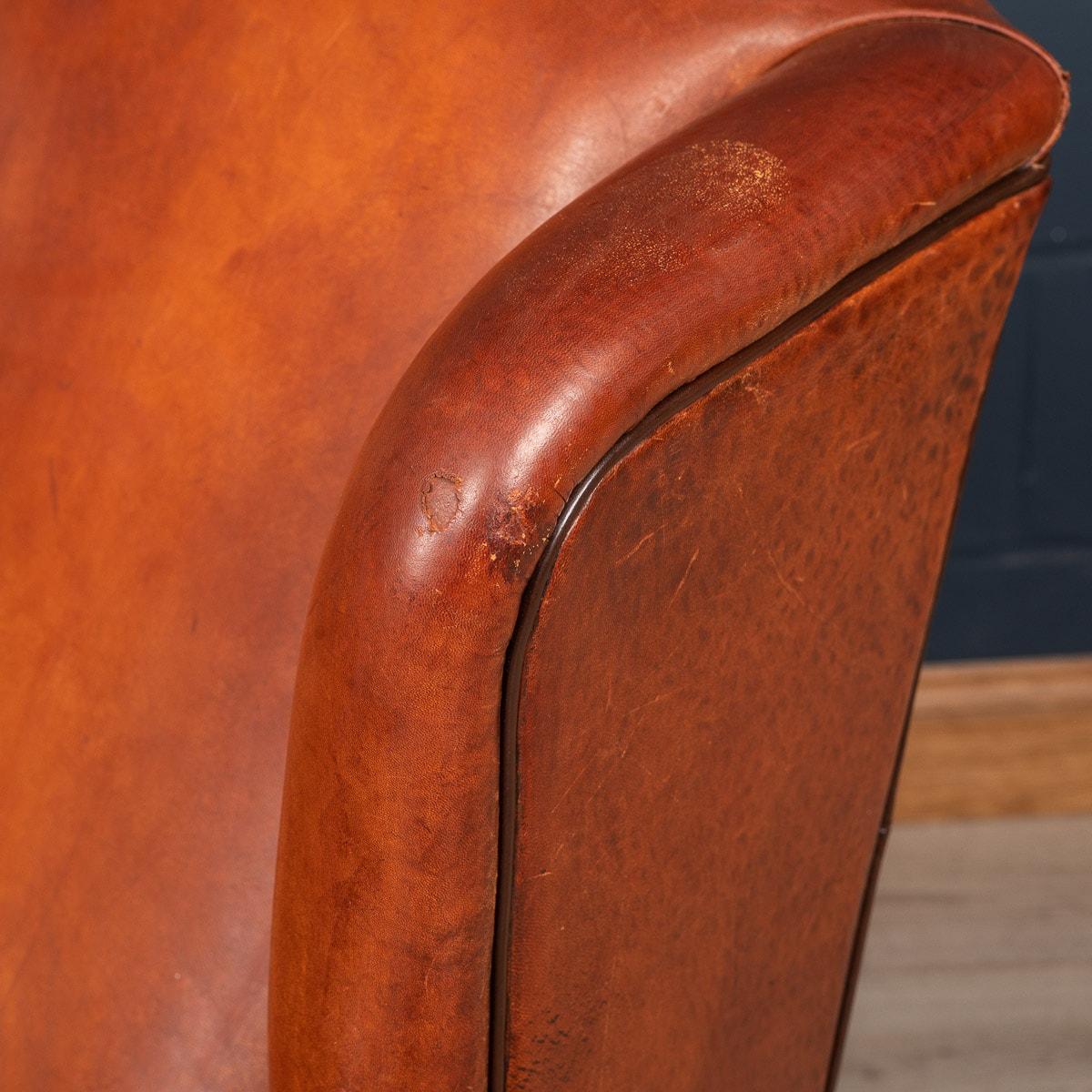 20th Century Dutch Sheepskin Leather Wingback Chairs 15
