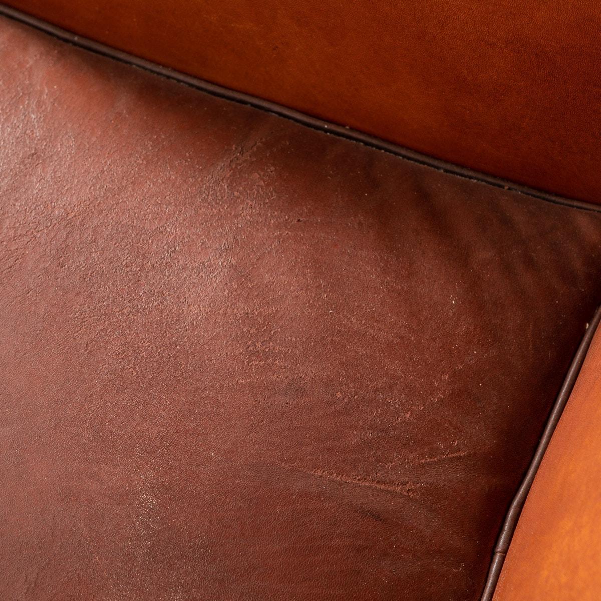 20th Century Dutch Sheepskin Leather Wingback Chairs 6