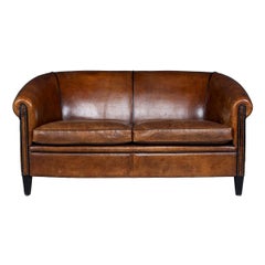 20th Century Dutch Two-Seat Sofa in Sheepskin Leather, circa 1960