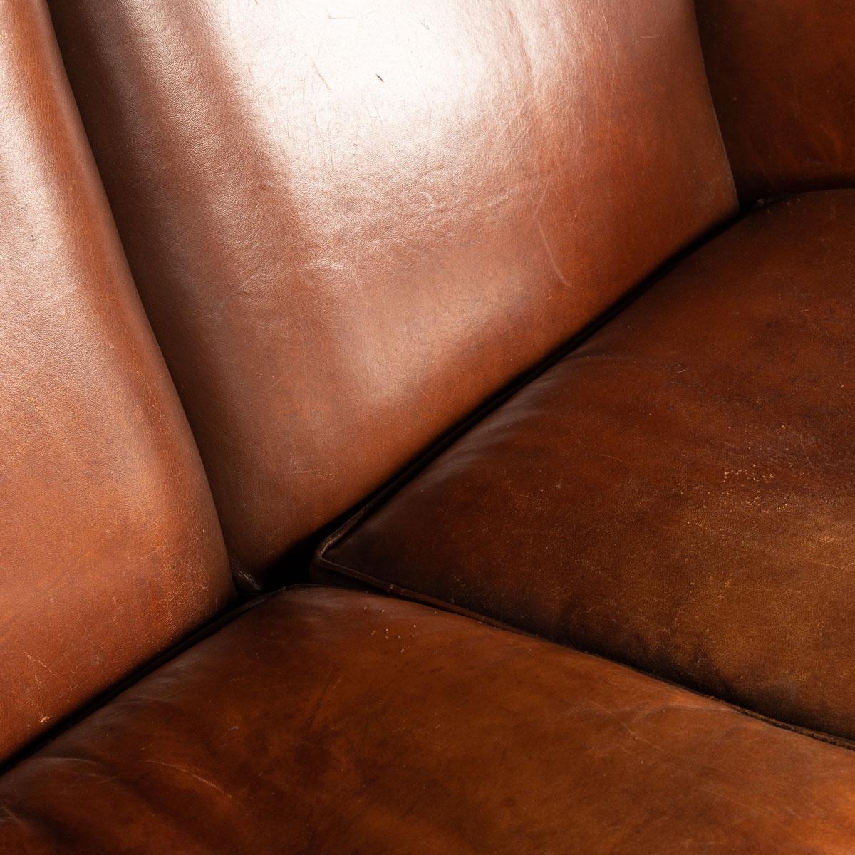 20th Century Dutch Two-Seat Leather Sofa, Holland 5