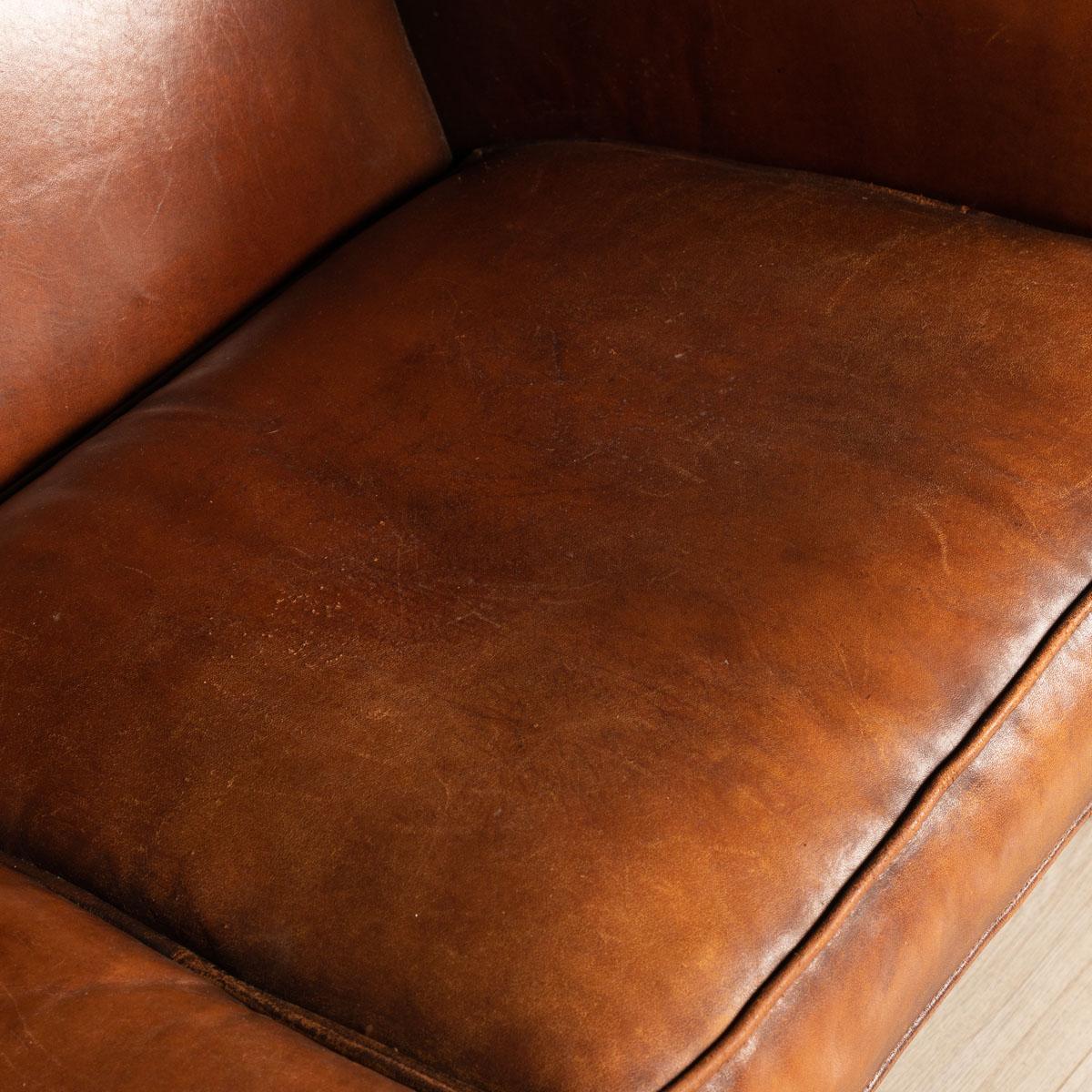 20th Century Dutch Two-Seat Leather Sofa, Holland 6