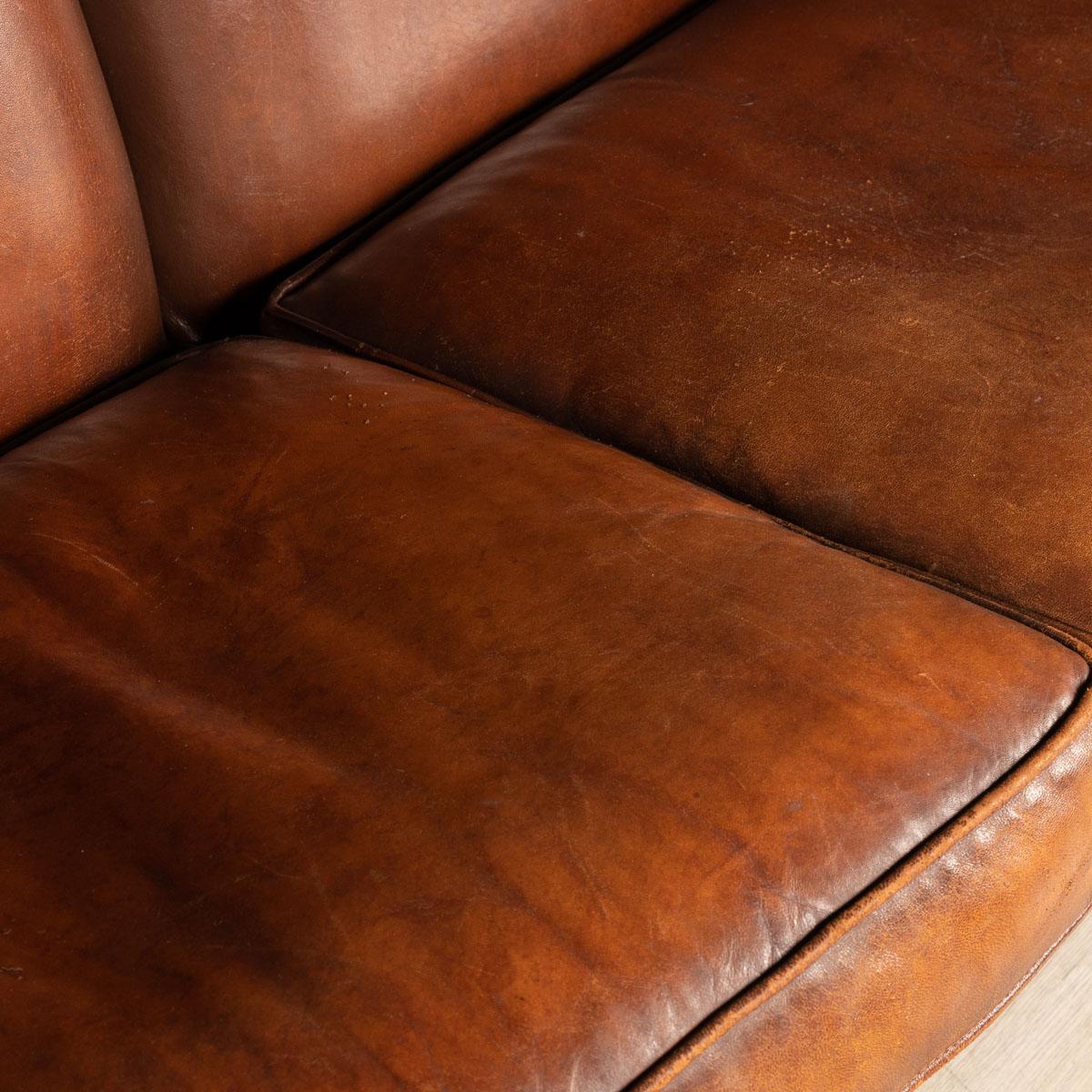 20th Century Dutch Two-Seat Leather Sofa, Holland 4