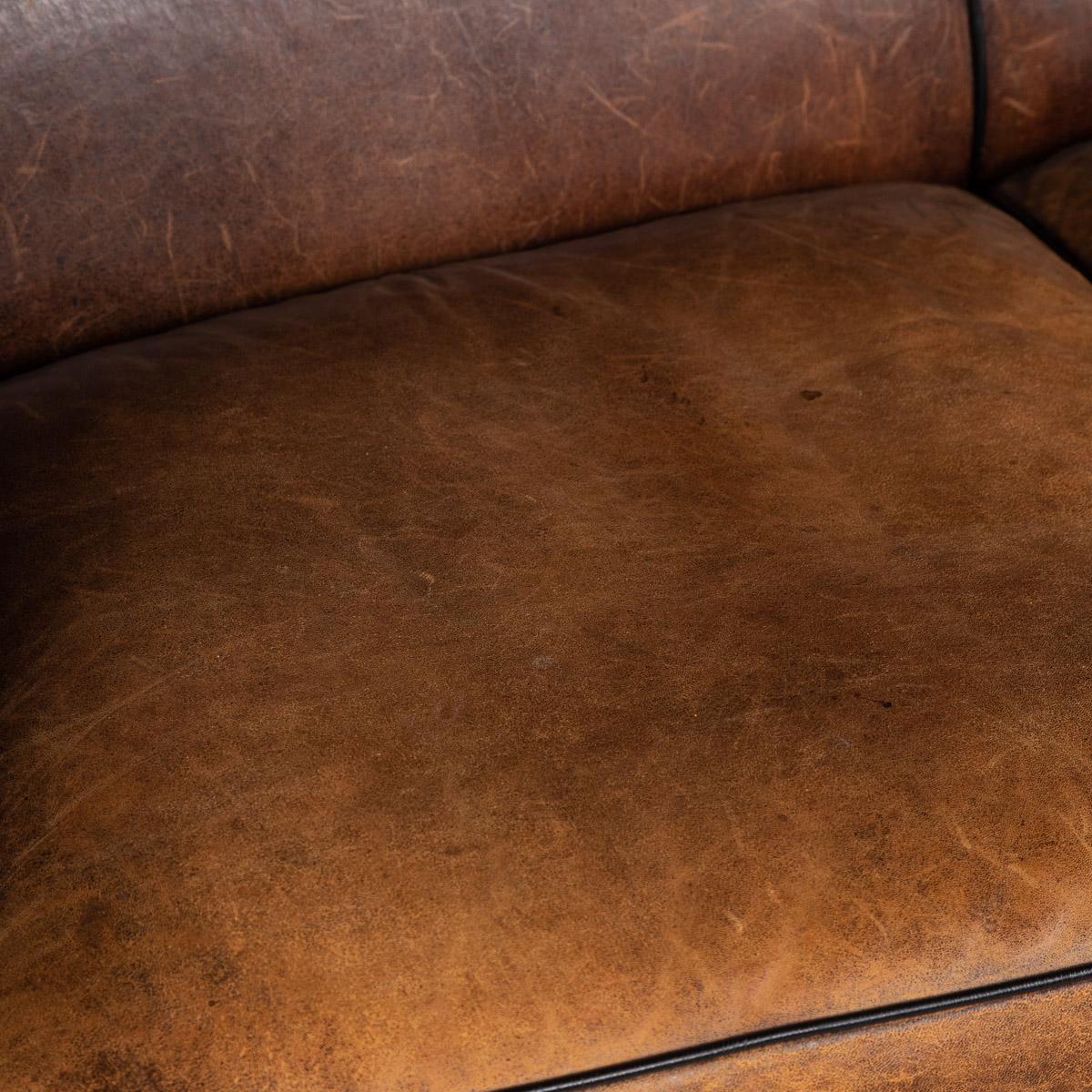 20th Century Dutch Two-Seat Sheepskin Leather Sofa, circa 1970 9