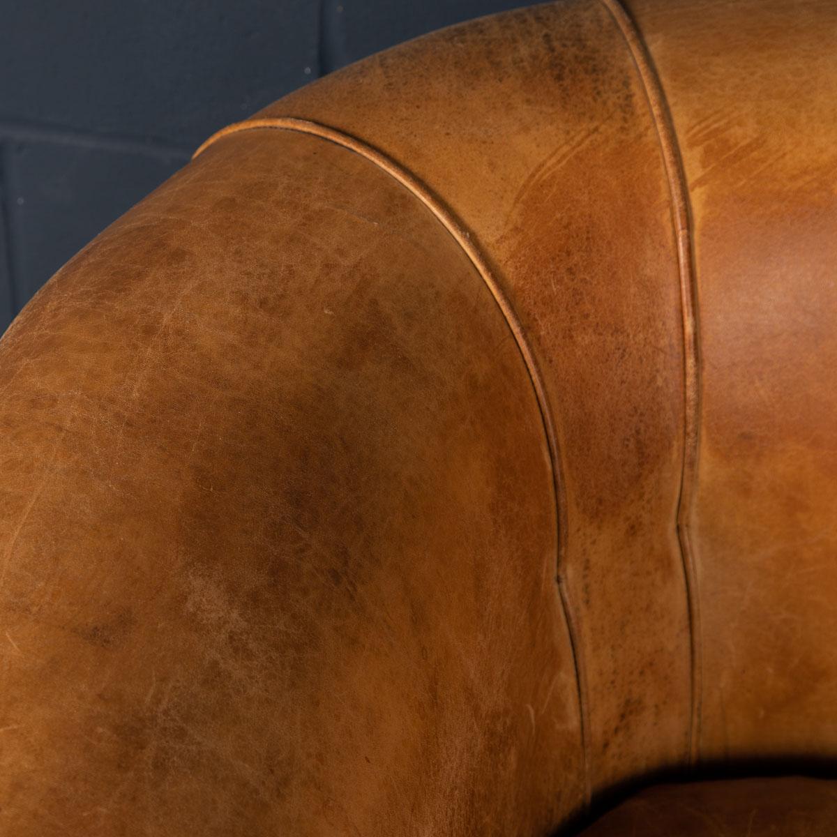 20th Century, Dutch Two Seater Sheepskin Leather Sofa For Sale 10