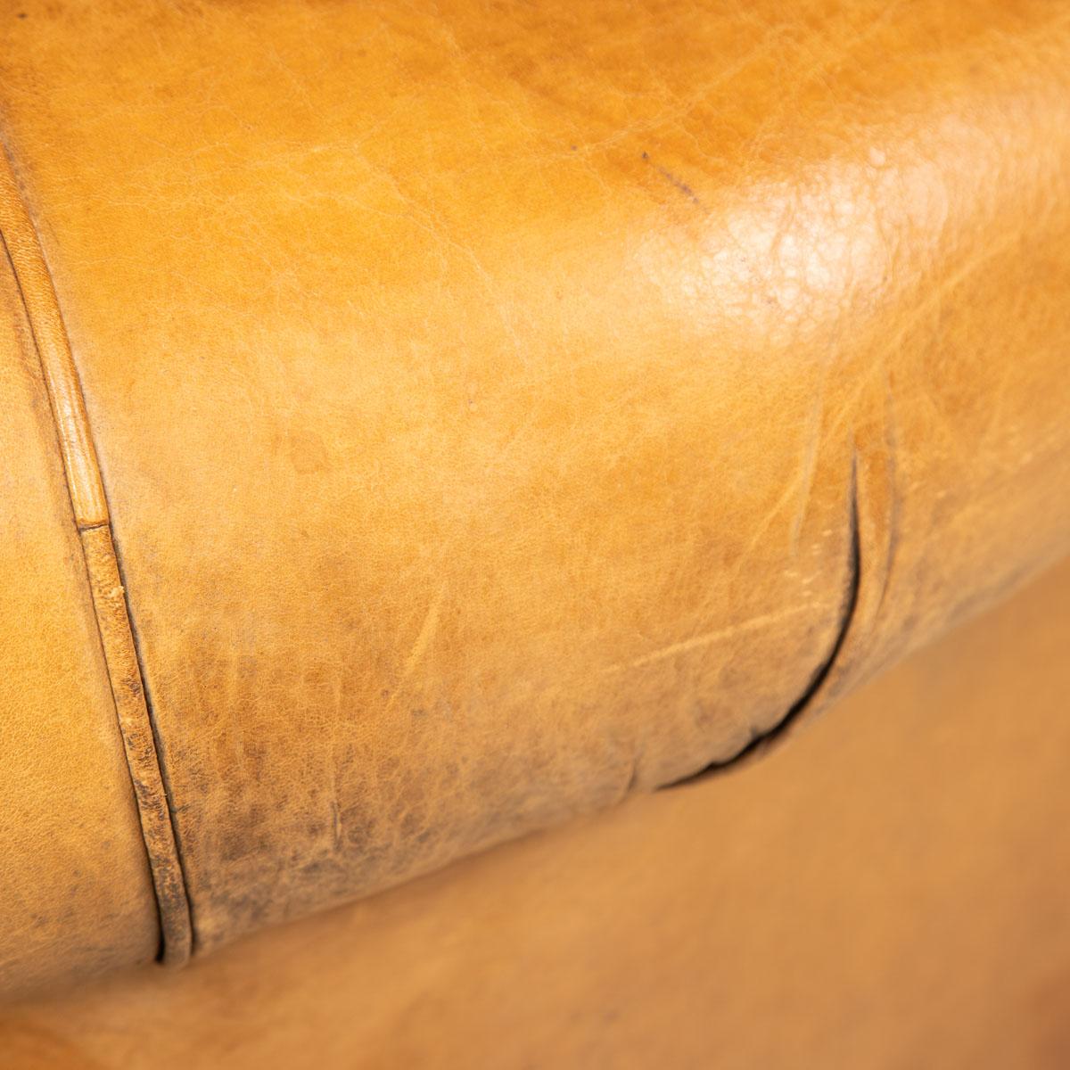 20th Century, Dutch Two Seater Sheepskin Leather Sofa For Sale 11