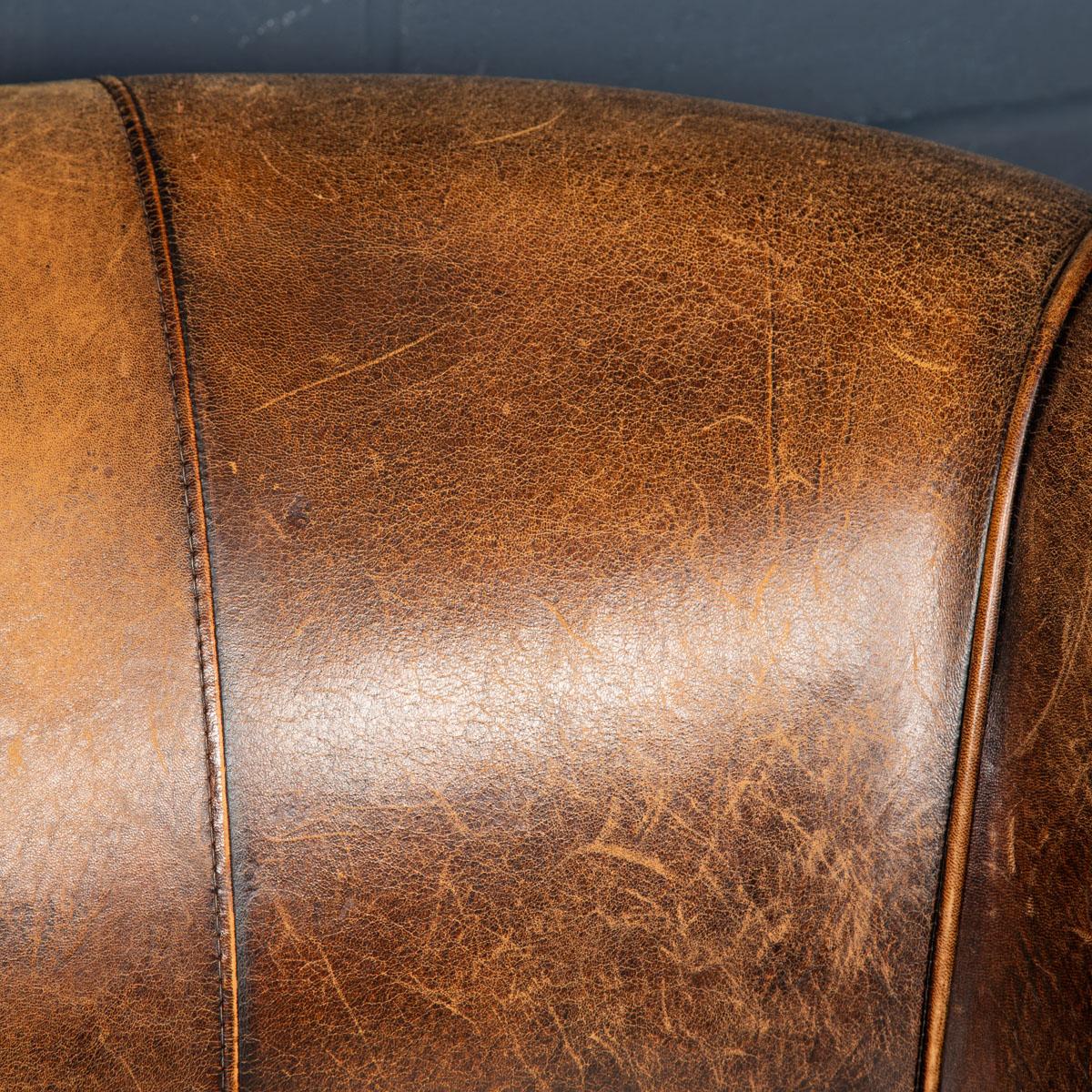 20th Century Dutch Two Seater Sheepskin Leather Sofa 14